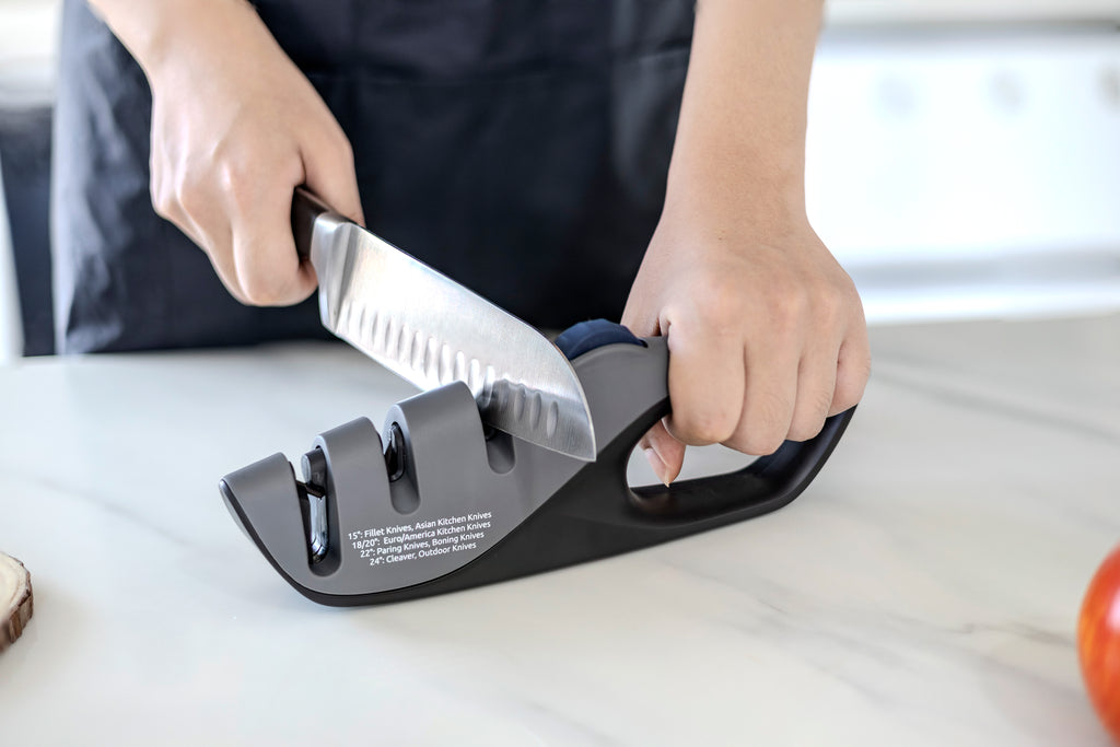 NEW! RISMA Angle Adjustable Pull Through Sharpener TRY THIS OUT