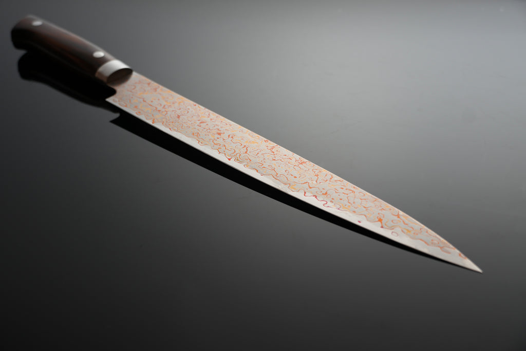 "Golden Fall" Copper Damascus Sujihiki 270mm Slicing Knife FREE SHIPPING